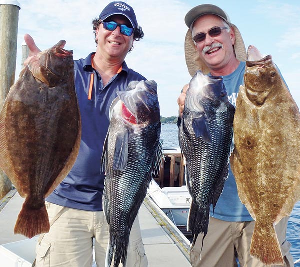 In August, Steve Brustein and Kevin Fetzer caught over 22 keeper fluke and black sea bass fishing in the wind farm area off Block Island.