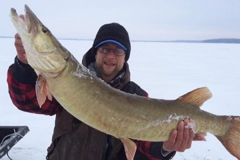 Ryan Carpentier with the 14-pound, 38-inch muskie