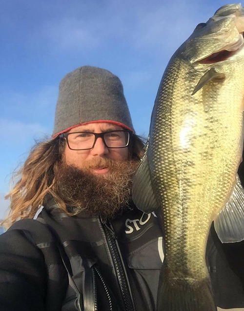 Rob Taylor with nice Rhode Island winter largemouth bass.