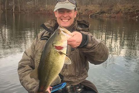 Tom Jones of Northfield with a trophy Vermont smallmouth bass he landed during Vermont&rsquo;s spring catch-and-release bass fishing season.