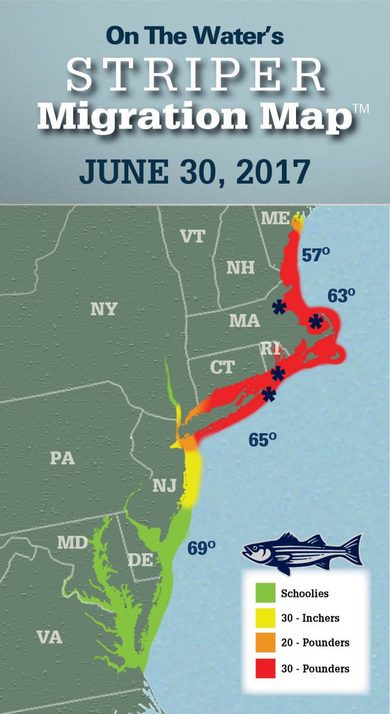 Striper Migration Map June 30, 2017 On The Water