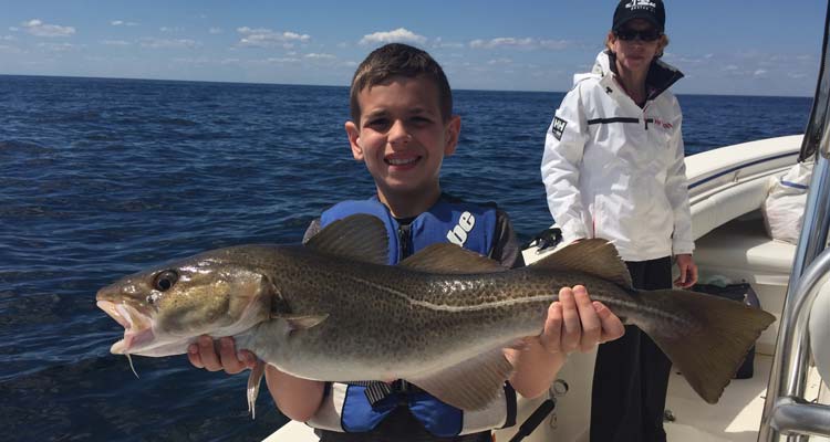Tom Ciulla Jr with a nice inshore cod taken aboard his dad's T Sea !