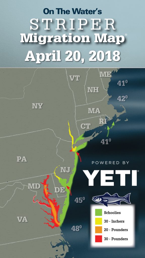 Striper Migration Map April 20, 2018 On The Water