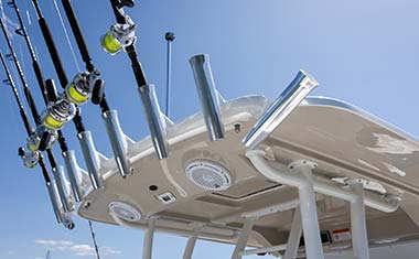 Standard rocket launchers on aft of hardtop