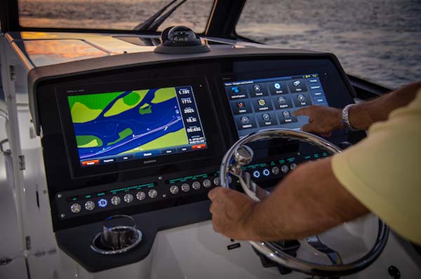 Everglades 340DC helm dual displays