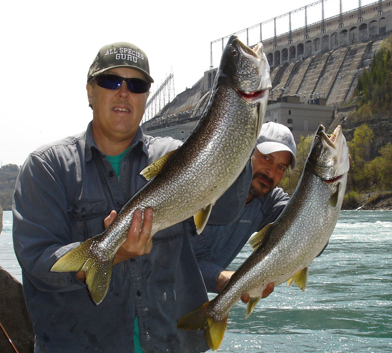 Mike Rzucidlo on left and Mike Ziehm lake trout double