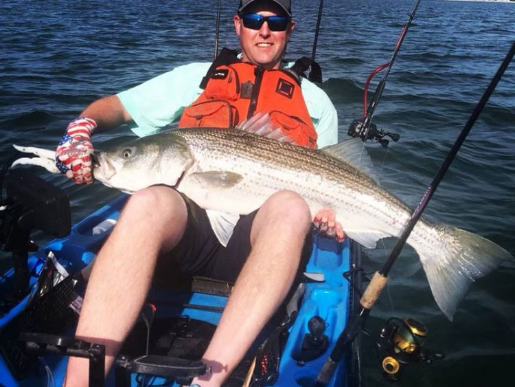 Aaron Brunner kayak-caught striper
