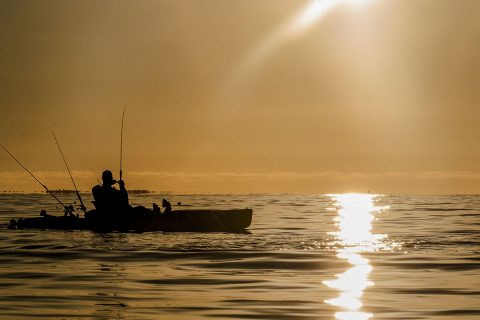 sunset kayak fishing