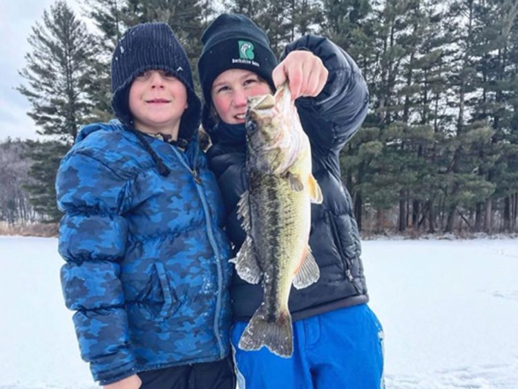 largemouth bass on ice