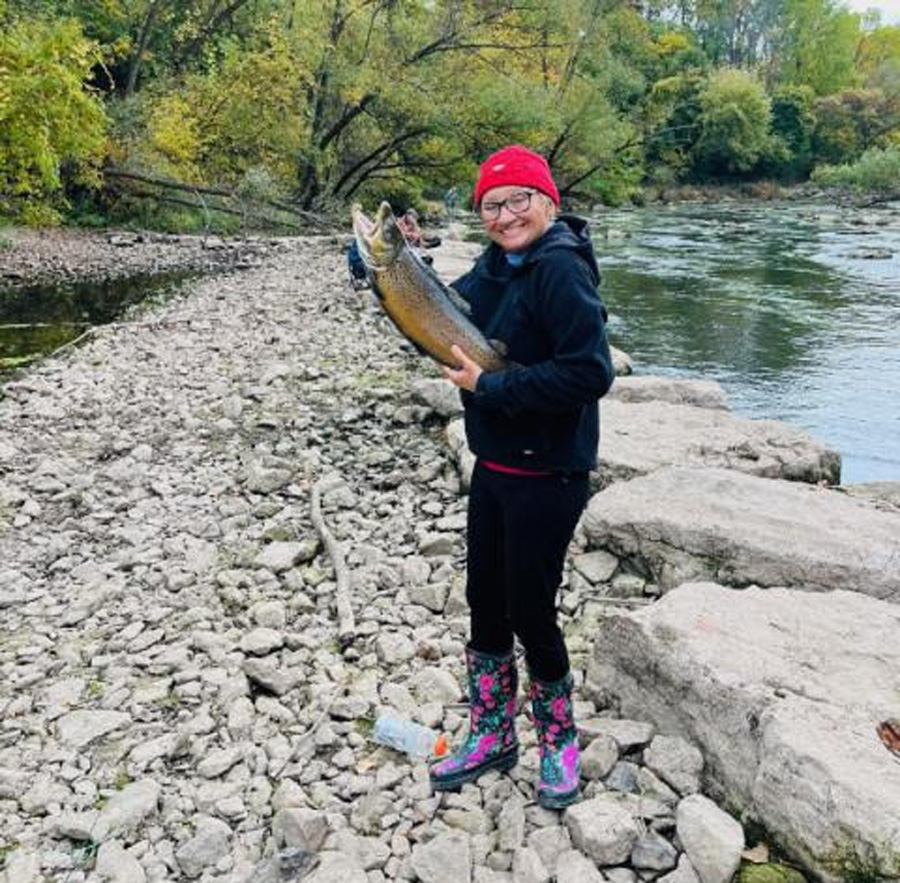 Grace Maria with brown trout