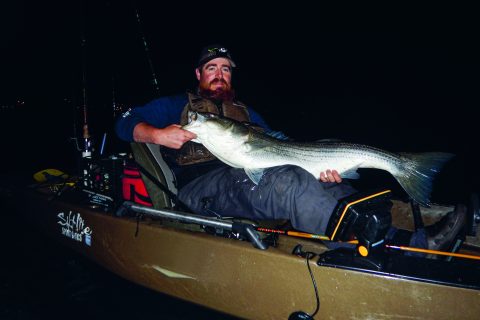 Kayak Fishing for Big Stripers at Night