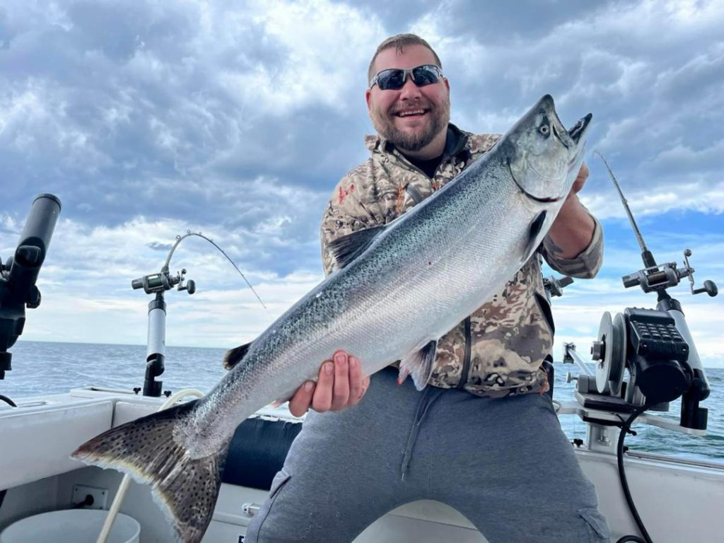 Mike Sharrock with king salmon