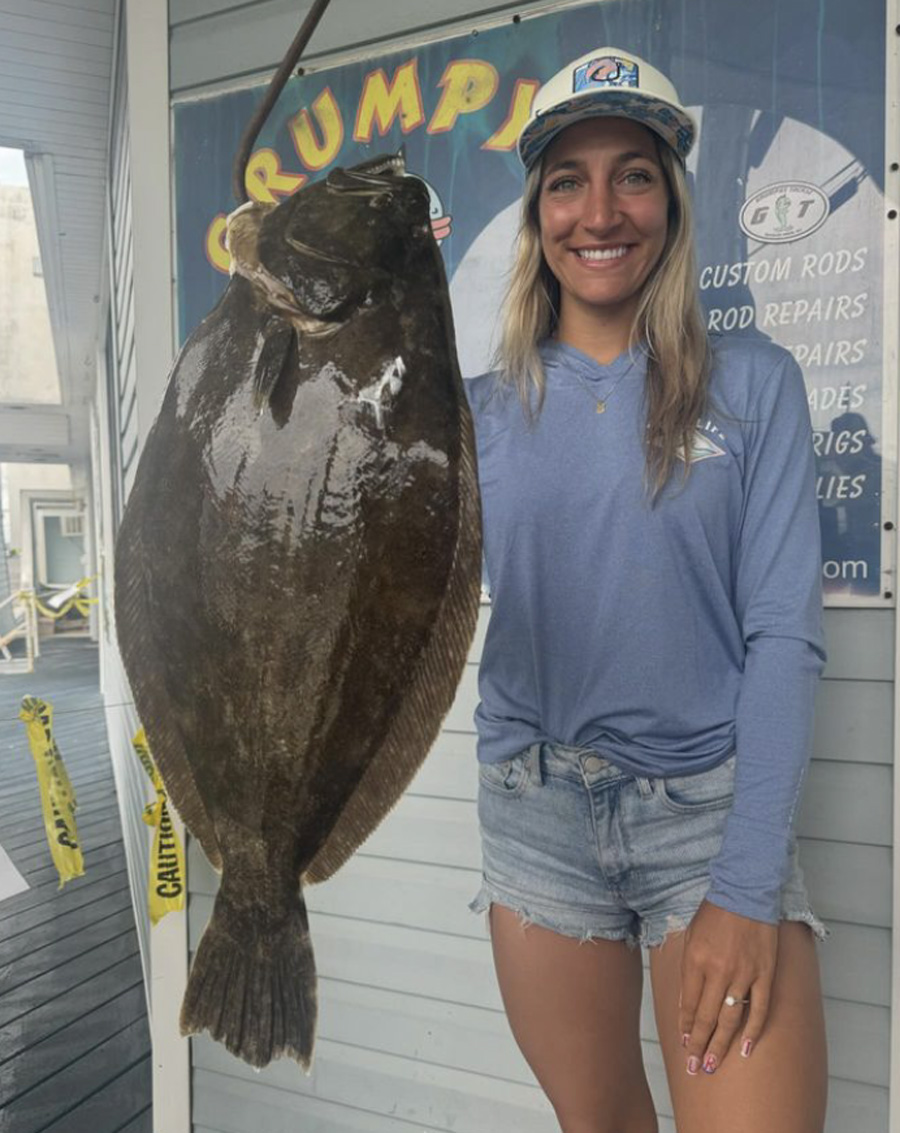 Nicole DiGiacinto with 7.4-pound fluke