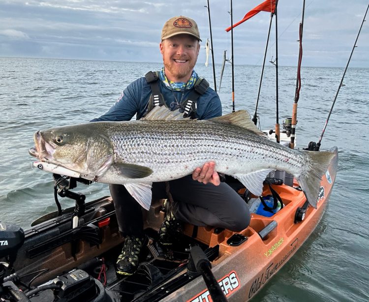 Matt Stone kayak-caught striped bass