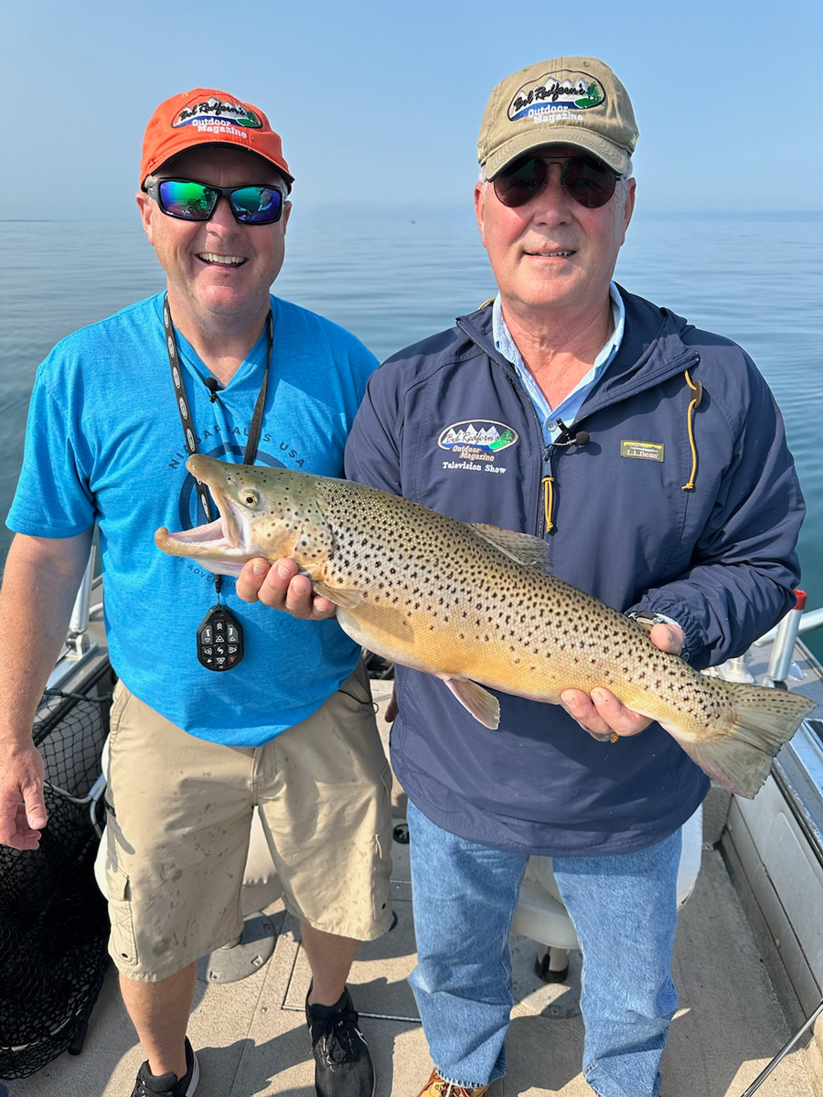 Bob Redfern and Frank Campbell with brown trout