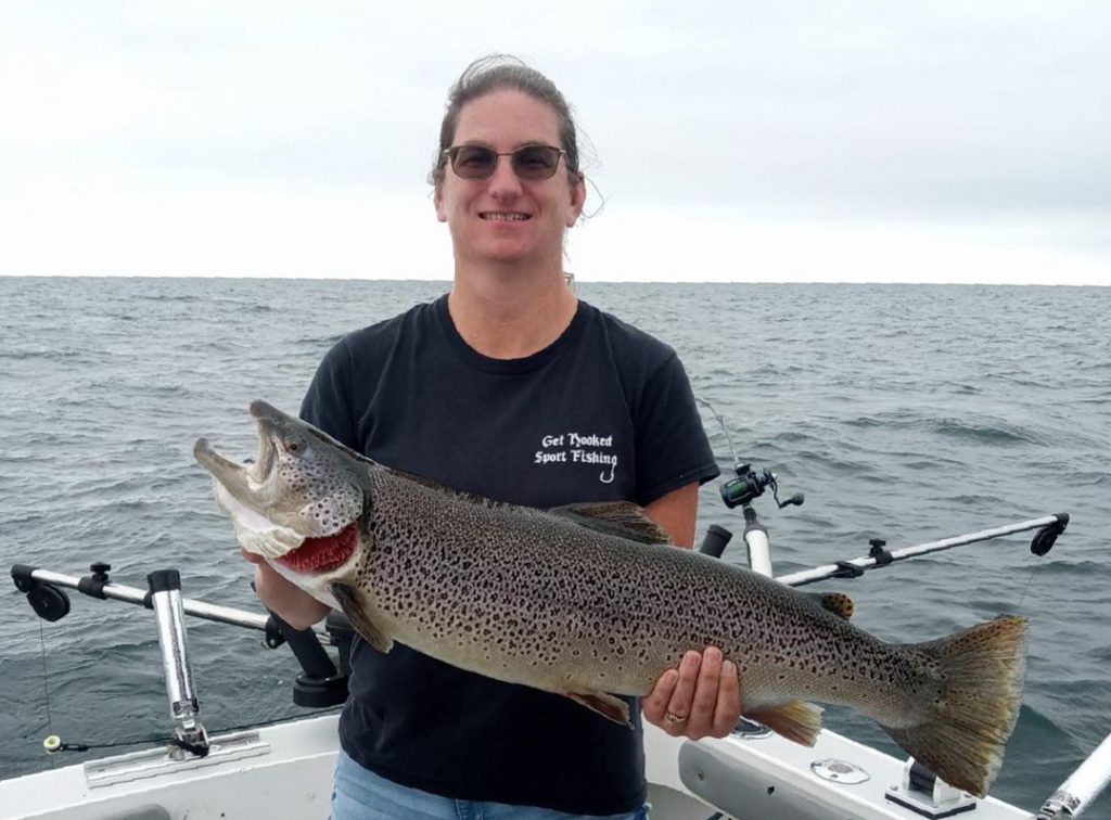 Kristine Grager with brown trout