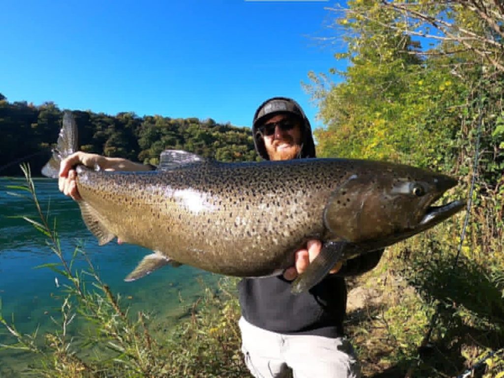Noah Racecki with salmon