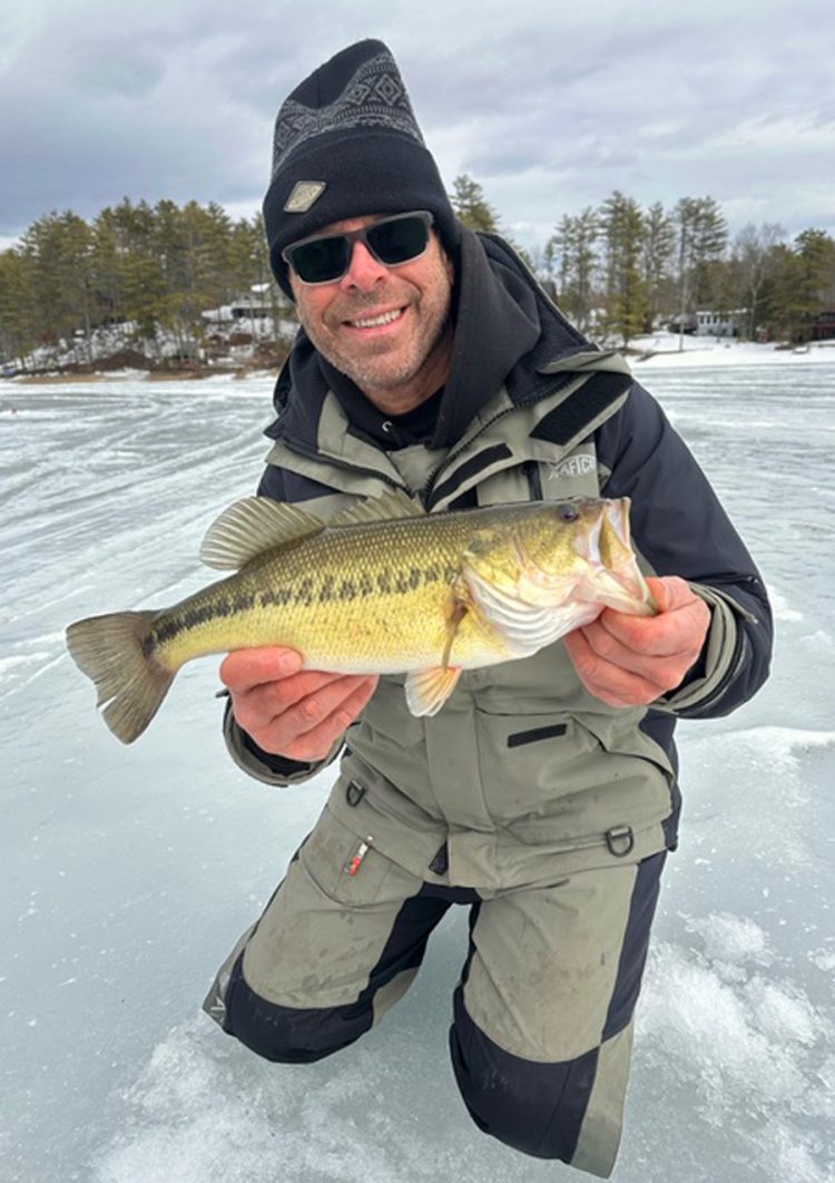 largemouth bass on the ice