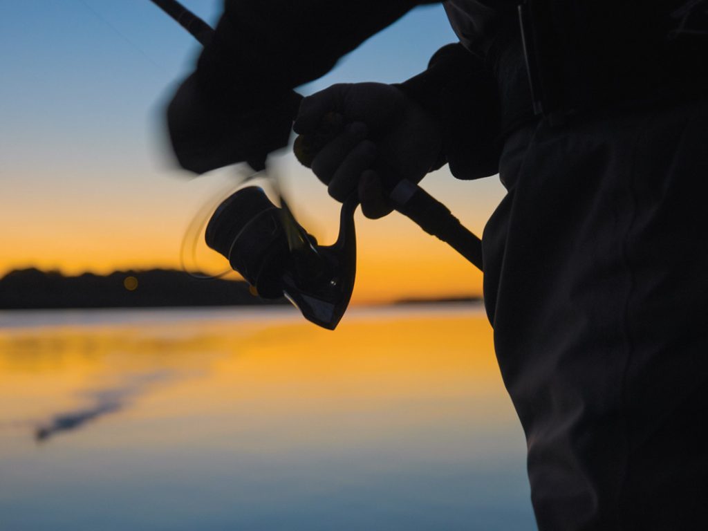 sunrise spinning reel on the Cape Cod Canal