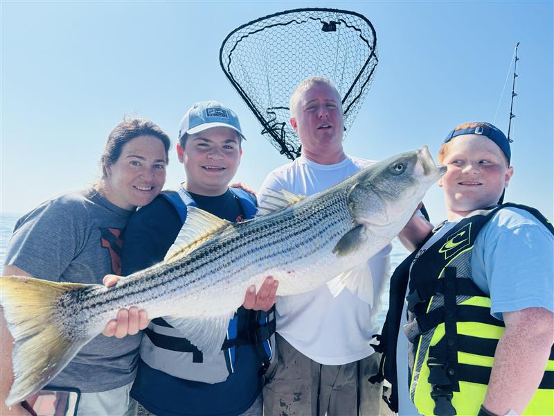 Striped bass caught aboard the Sashimi