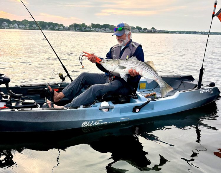 RI striped bass landed from a kayak