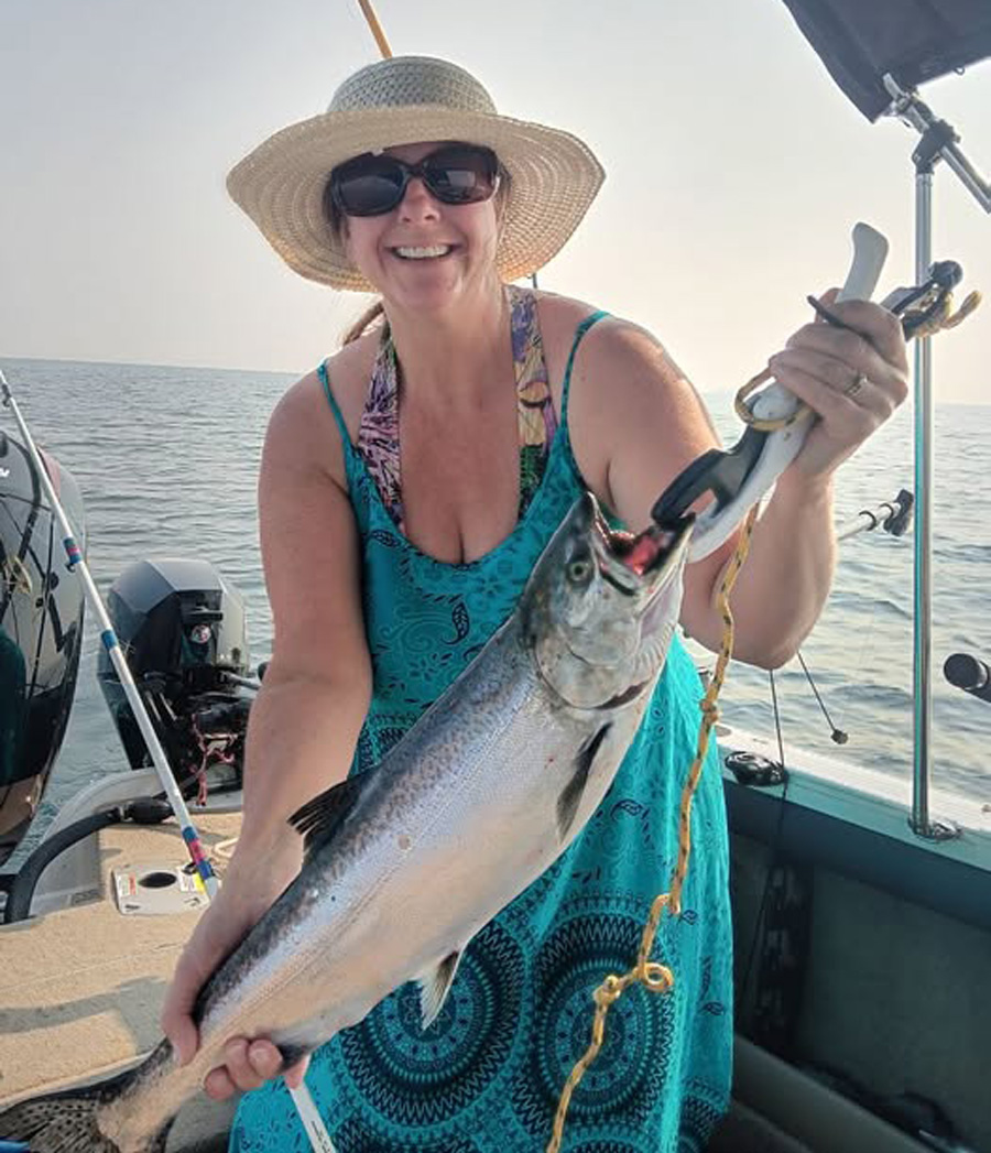 Sara Thibault with salmon