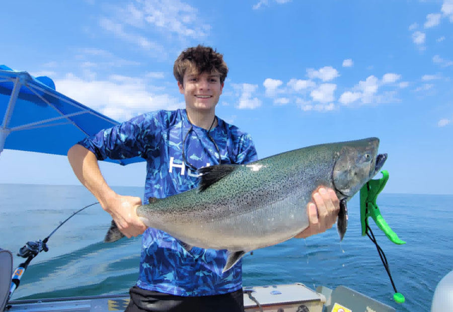 Dylan Scipione with king salmon