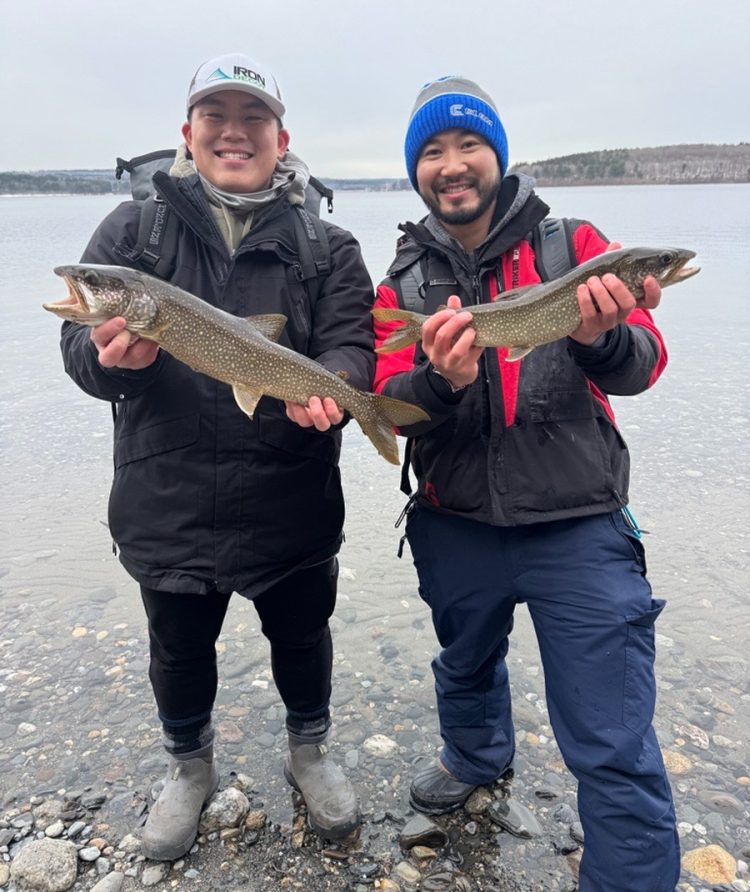 Michael Xu and buddy with Wachusett lake trout