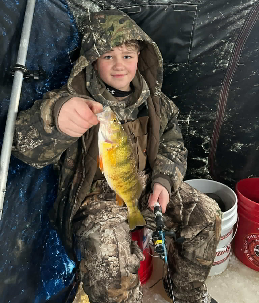 Jordan Krug with jumbo yellow perch