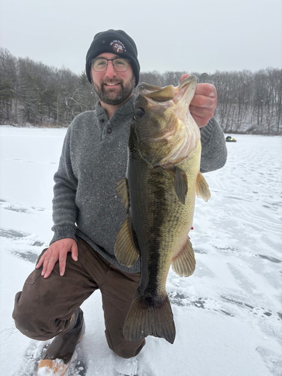 Plymouth largemouth bass on ice