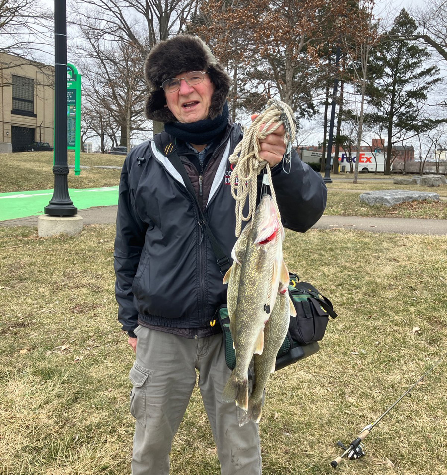Steve Brzuszkiewicz with three walleyes