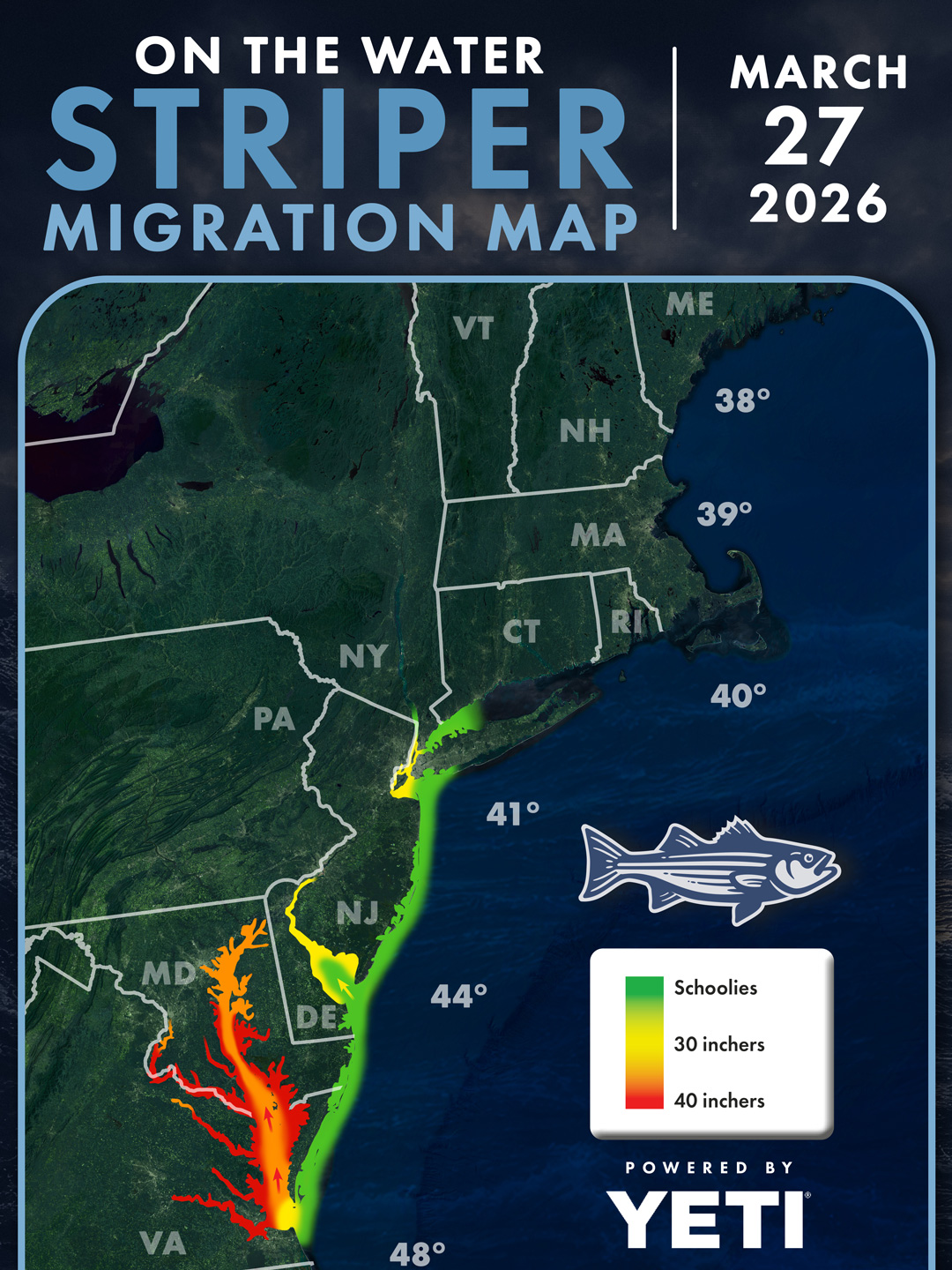 OTW Striper Migration Map March 27, 2026