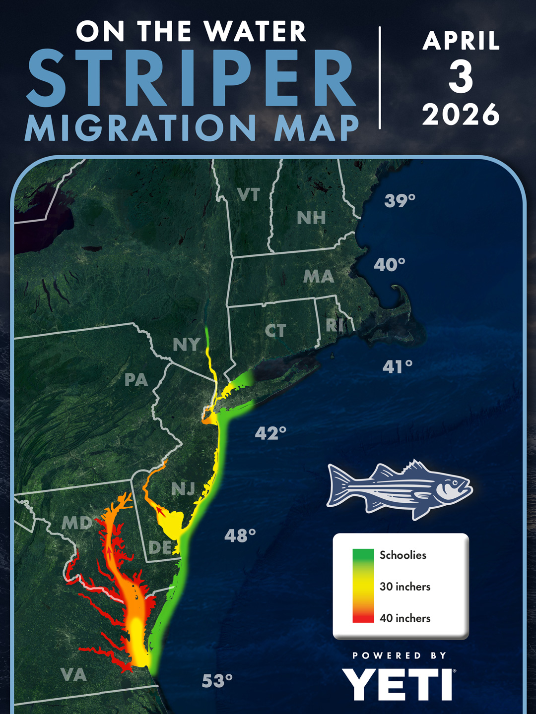 OTW Striper Migration Map April 3, 2026