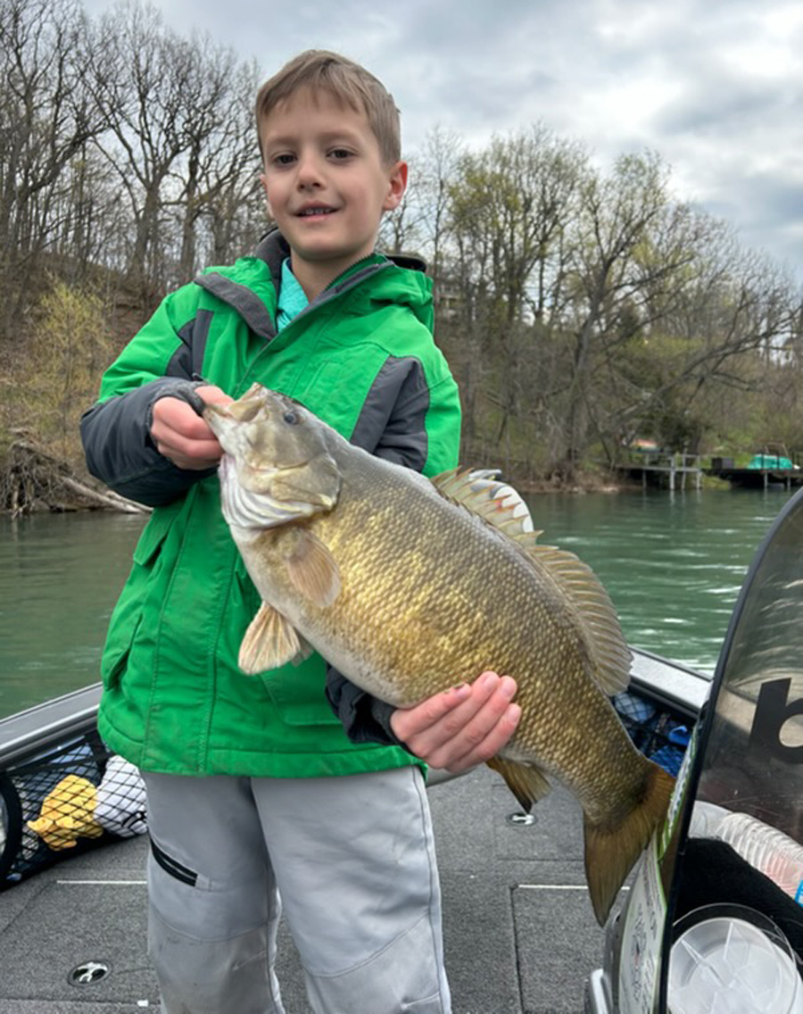 Landon Bentley with smallmouth bass