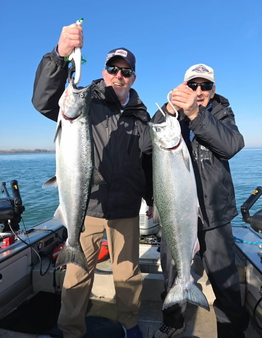 Tom White and his father Bill with king salmon double