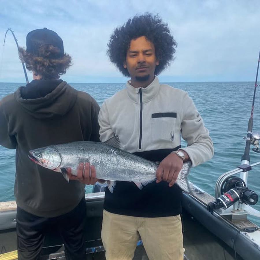 Isaiah Clark with salmon