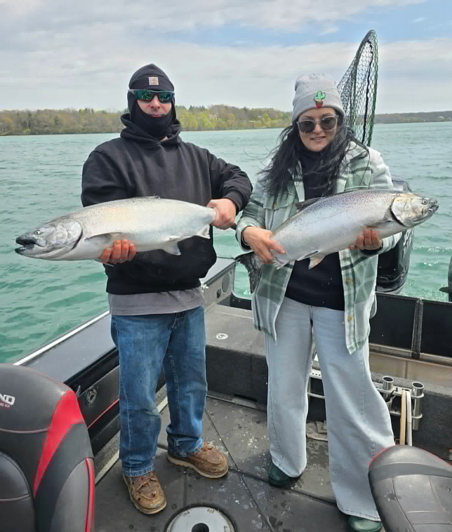 Sam Ponce and Josie Lopez with pair of king salmon