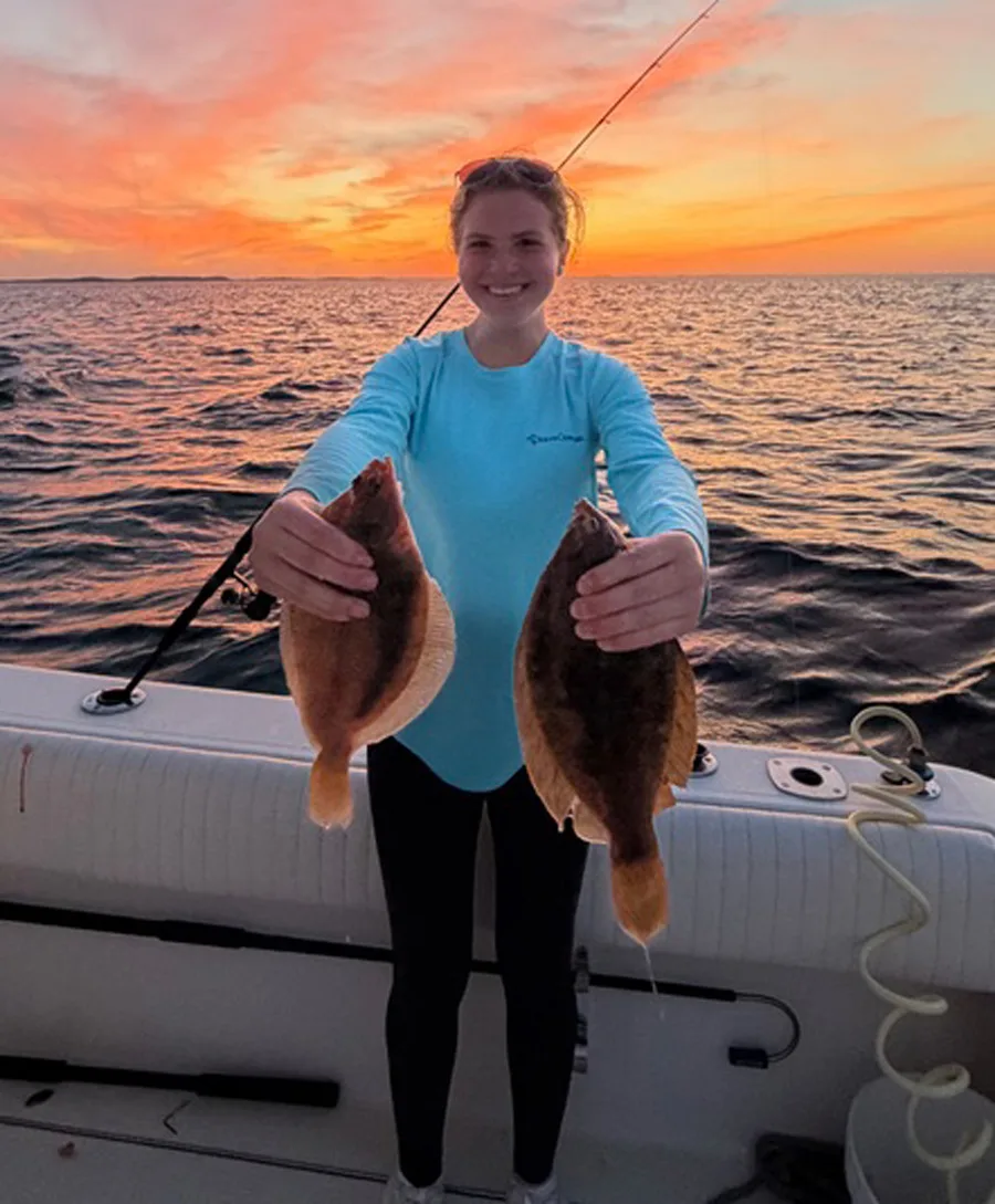 Sofia Ciulla with blackback flounder