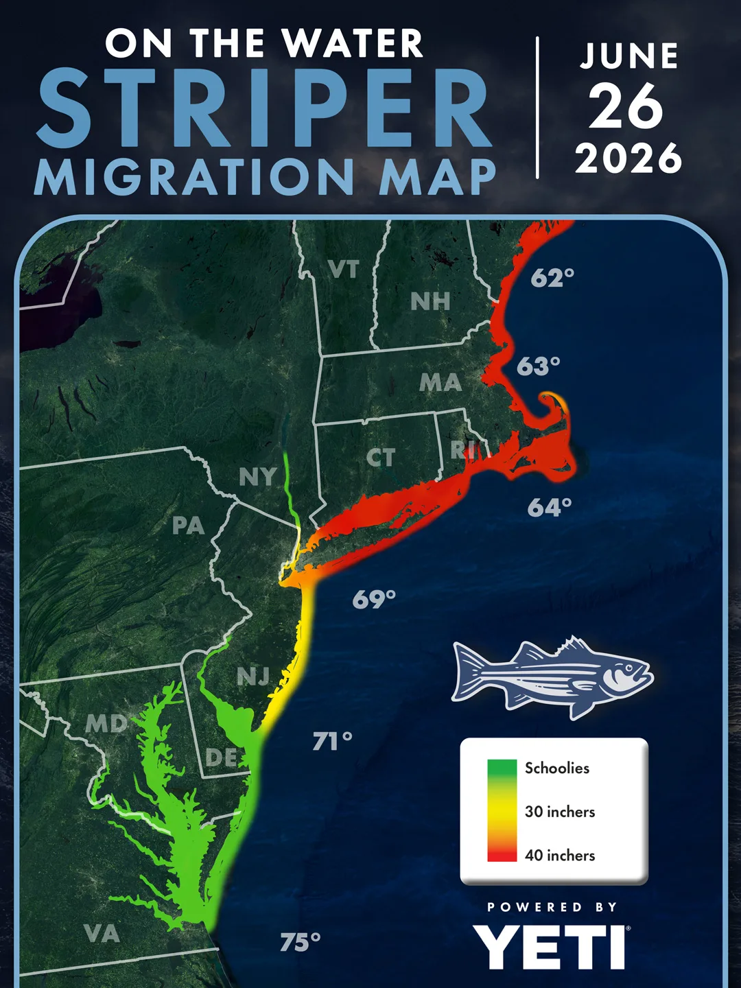 Striper Migration Map June 26, 2026