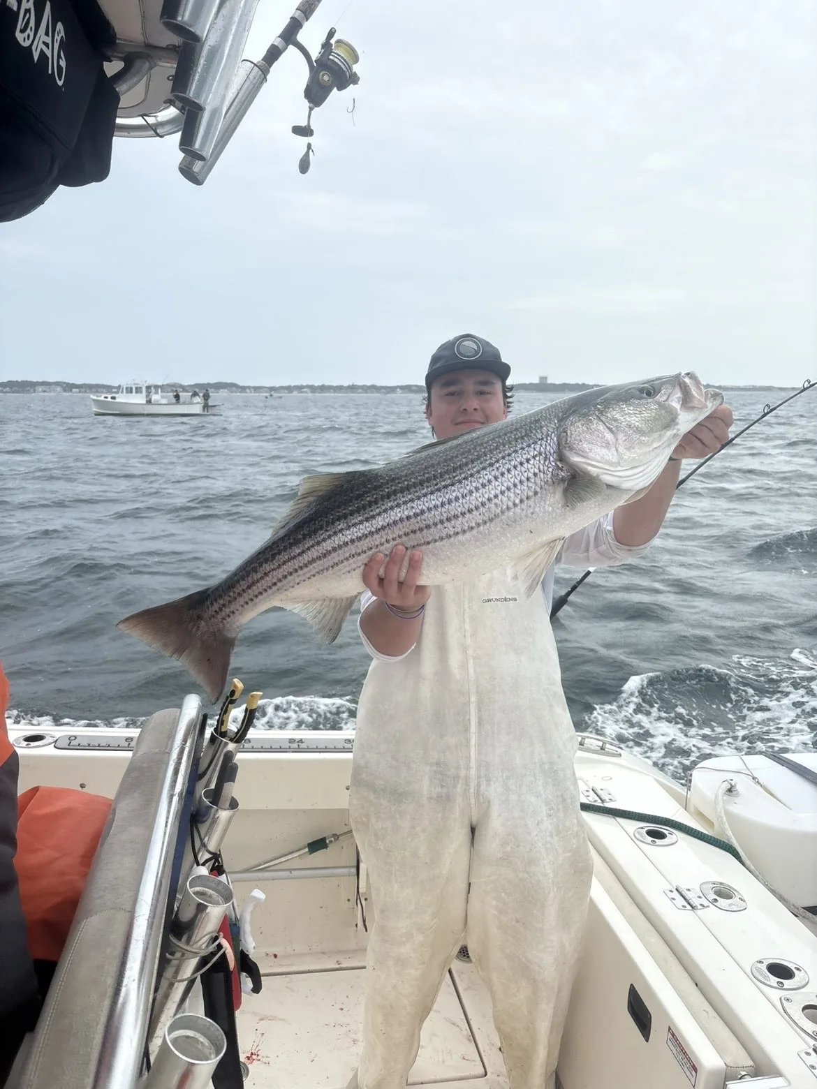 Youth Catch of the Week winner Michael Ward of Pembroke, MA with his striped bass
