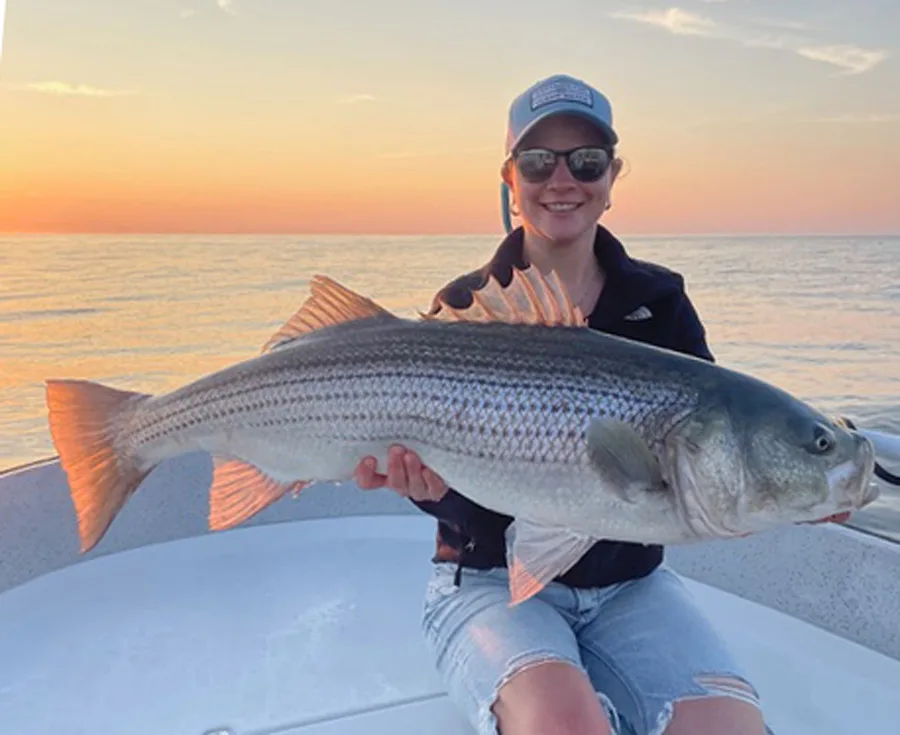 Courthey McFarland with striped bass