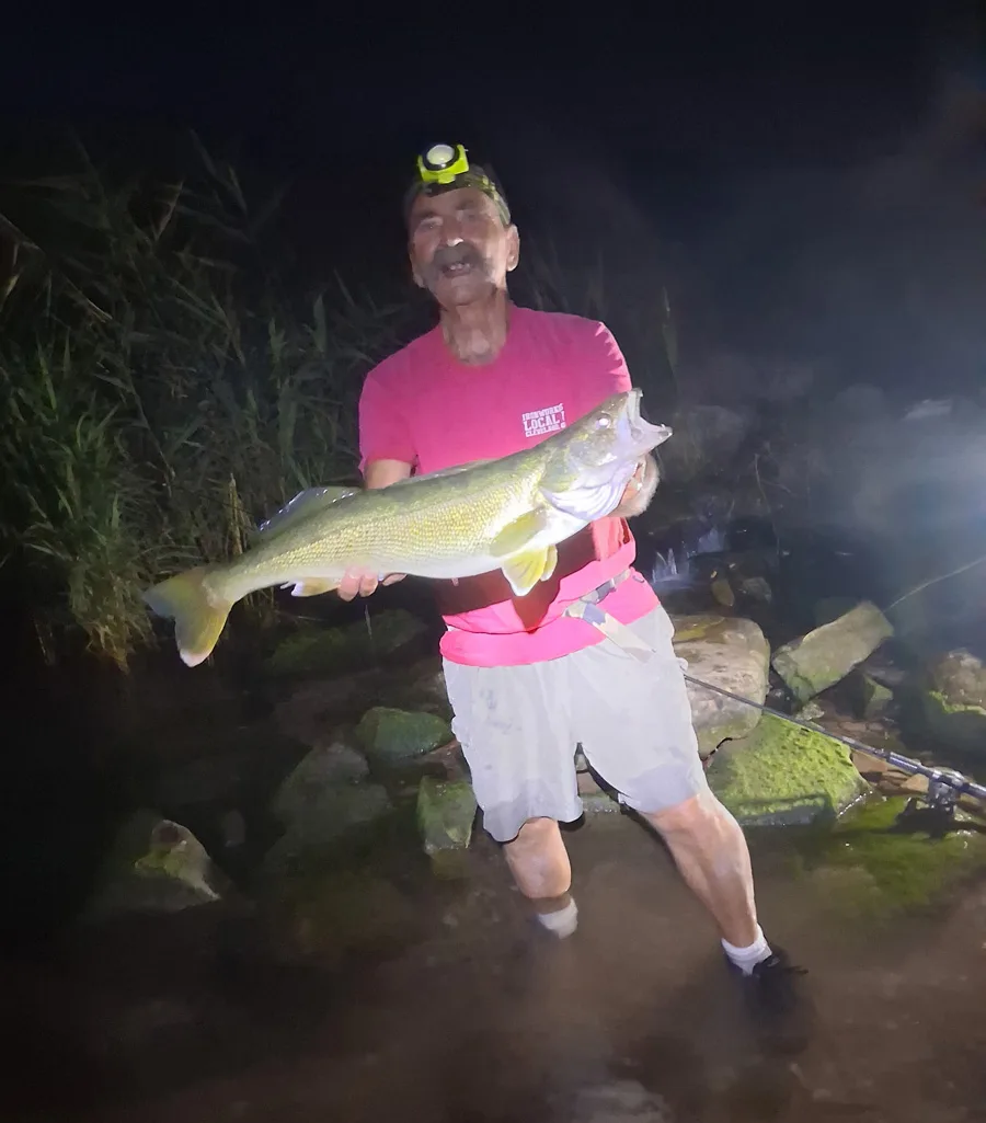 Larry Garabedian with walleye