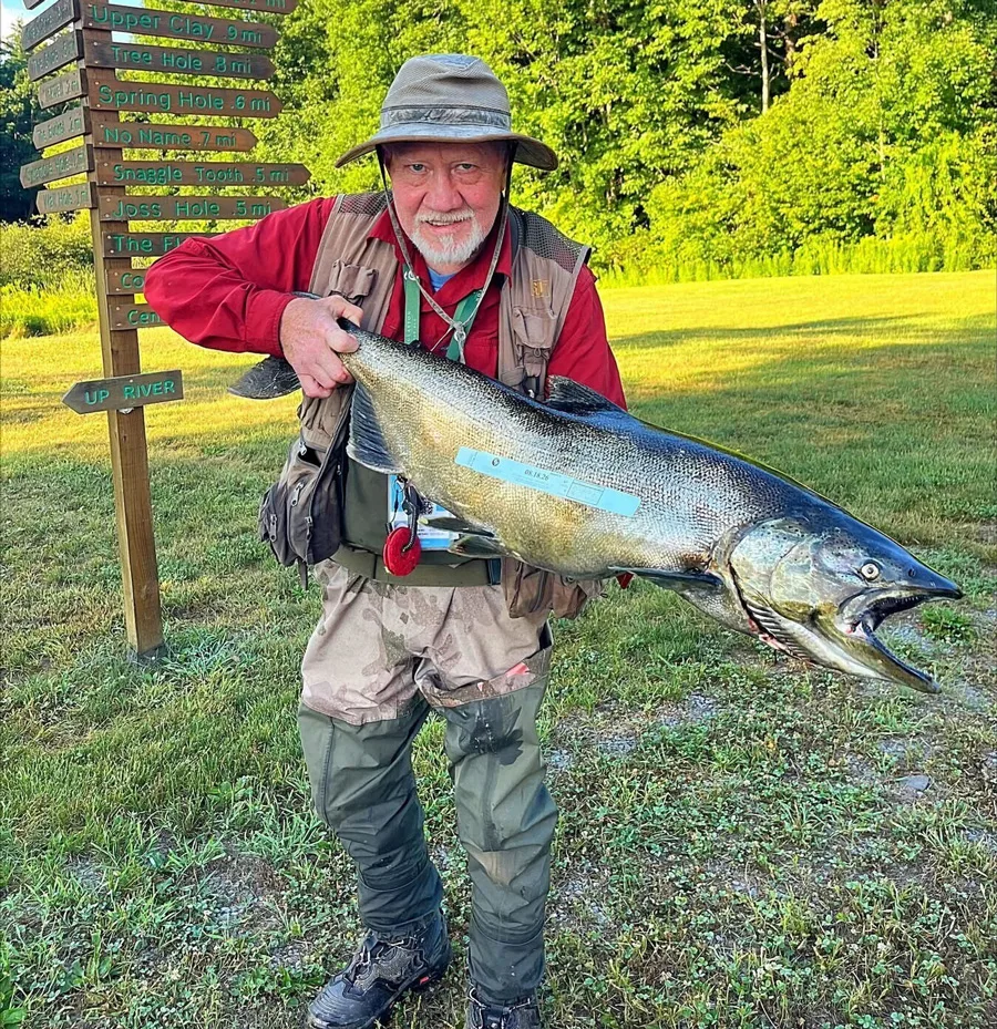Marty with first salmon reported on 8/18, at the DSR