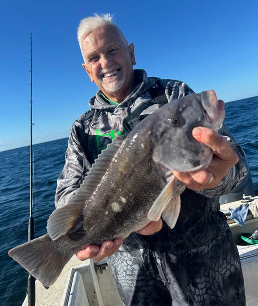 Eddie with a solid tog taken aboard the Little Sister