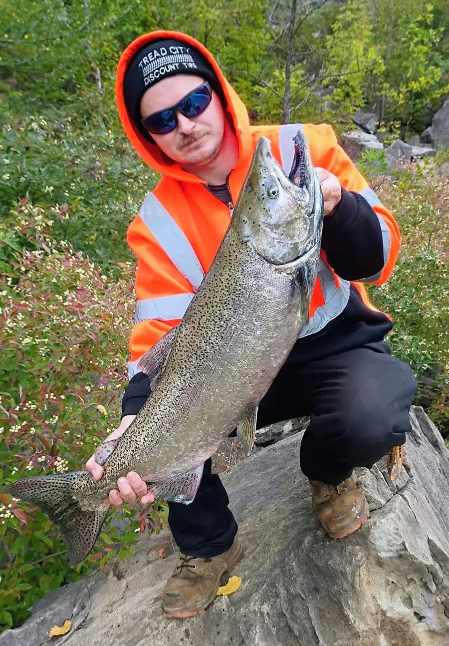 Corey Ziehm with lower Niagara River salmon