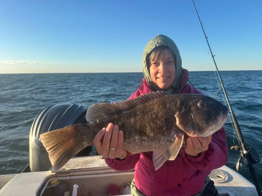 Kathy with a tautog